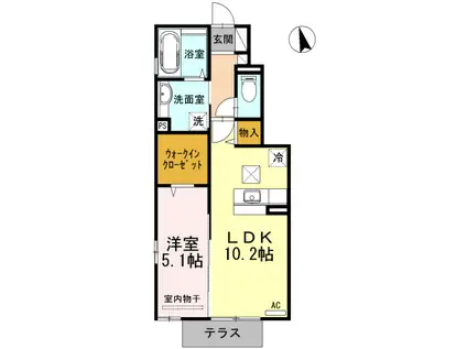 アビテプレミール(1LDK/1階)の間取り写真