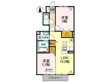 マール・ビビ C棟(2LDK/1階)の間取り写真