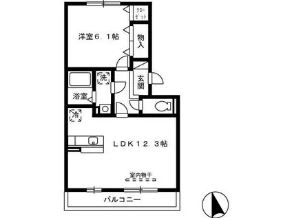 NSBLANCA棟(1LDK/2階)の間取り写真