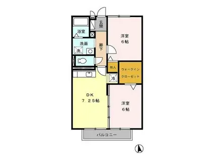 ルシエルいそいち(2DK/2階)の間取り写真