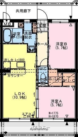 都城天神町YマンションII(2LDK/2階)の間取り写真