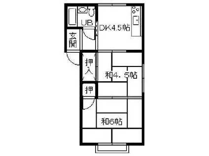 コーポ新納(2K/1階)の間取り写真