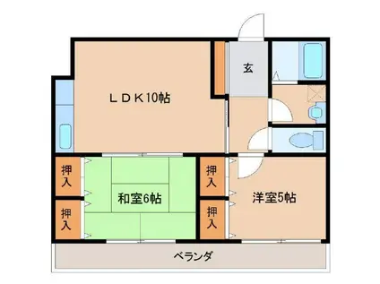 コーポJUN21(2LDK/4階)の間取り写真