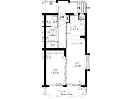 SPACE AI(1LDK/3階)の間取り写真