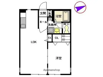 スコラコートR (1LDK/1階)の間取り写真