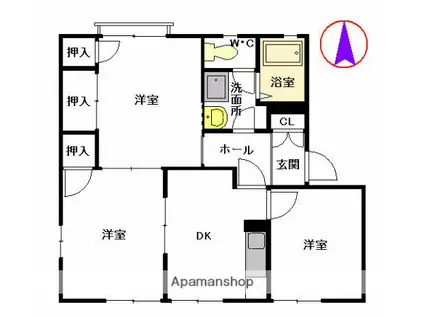 フレグランスヒロセ(2LDK/1階)の間取り写真