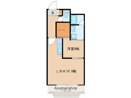 ソラーレ霧島(1LDK/6階)の間取り写真