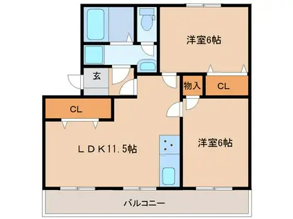 高洲マンション(2LDK/3階)の間取り写真