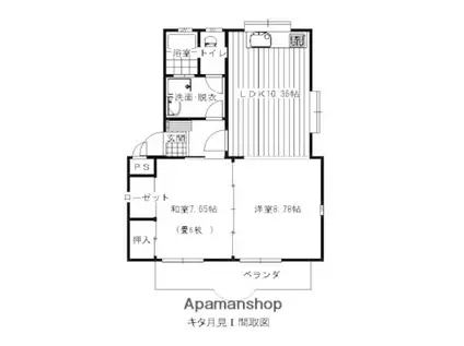 キタ月見Ⅰ(2LDK/2階)の間取り写真