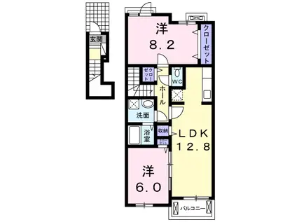 シルバーストン Ⅲ(2LDK/2階)の間取り写真