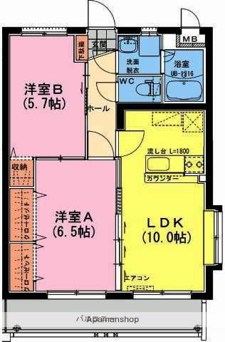 TAKUマンション(2LDK/3階)の間取り写真