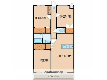 リアン花ヶ島(3LDK/5階)の間取り写真