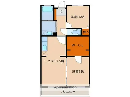 3UMK宮崎ビル(2LDK/8階)の間取り写真