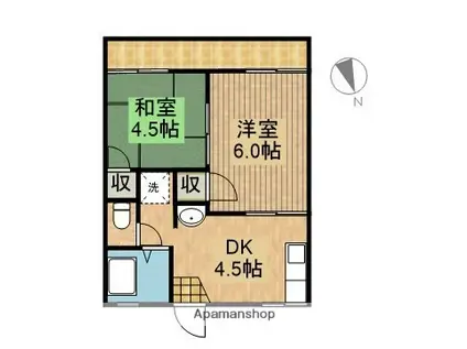 コーポはな(2K/1階)の間取り写真