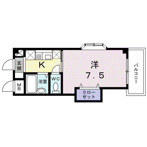 サンセールK(1K/2階)の間取り写真