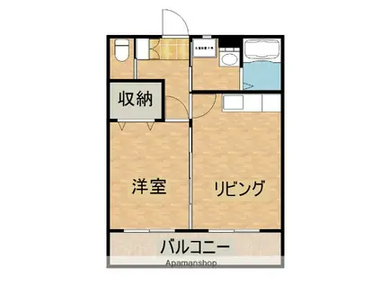 カトルセゾン(1DK/2階)の間取り写真