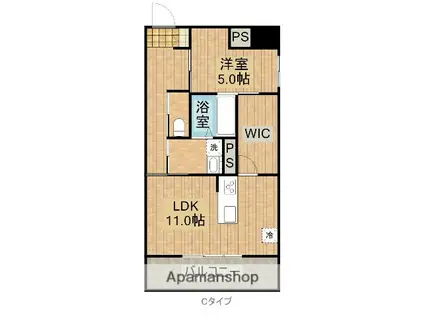 宮崎ミッドタウンツインタワーマハロ(1LDK/3階)の間取り写真