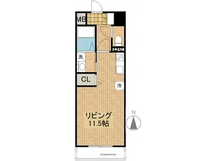 宮崎ミッドタウンツインタワーマハロ(ワンルーム/1階)の間取り写真