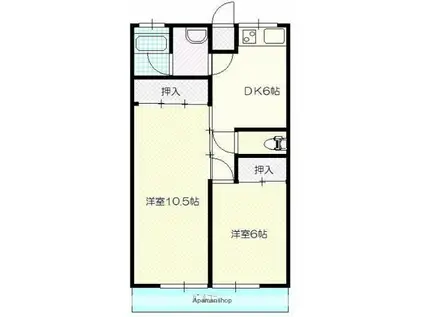 メゾンドF(2DK/2階)の間取り写真