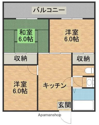 蓮ヶ池ハイム(3DK/3階)の間取り写真