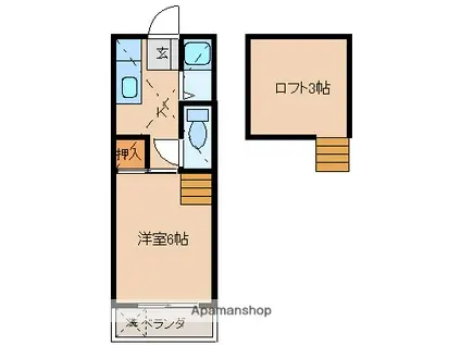 コンフォート岡(1K/2階)の間取り写真