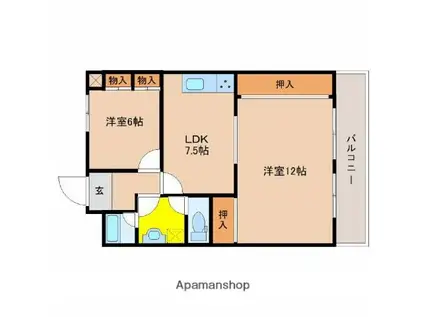 ニュー大淀ハイツ(2DK/1階)の間取り写真