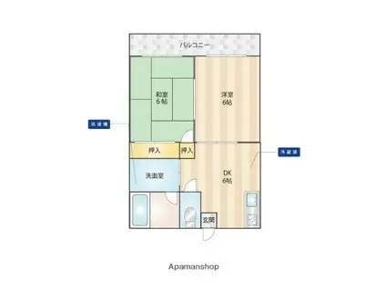 フローラ花山手A(2DK/1階)の間取り写真