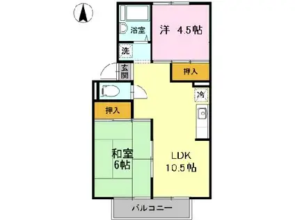 セゾン堤A棟(2LDK/2階)の間取り写真