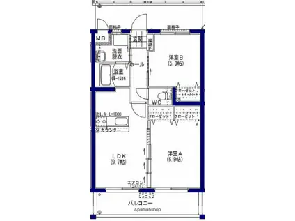 テル・パーク(2DK/3階)の間取り写真