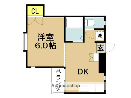 ベルトピア宮崎703(1DK/2階)の間取り写真