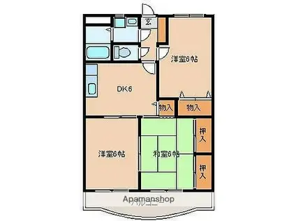 サンフィールド高鍋(3DK/2階)の間取り写真