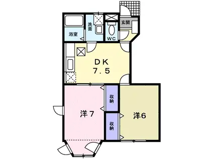 エスポワール B(2DK/1階)の間取り写真