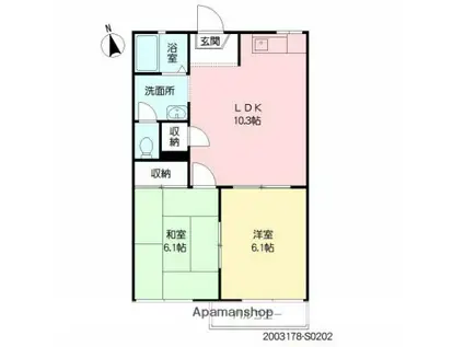 スカイパール(2LDK/2階)の間取り写真