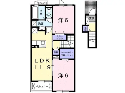 ベルハイム Ⅱ(2LDK/2階)の間取り写真