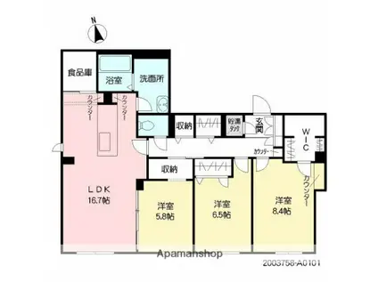 シャーメゾンKRS(3LDK/1階)の間取り写真