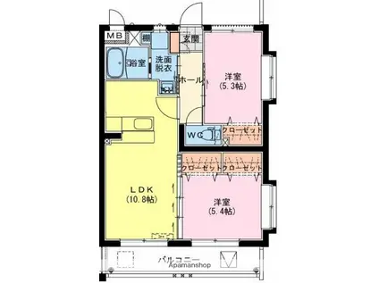 FABER(2LDK/2階)の間取り写真