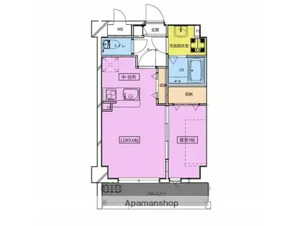 トピカ中津瀬(1LDK/3階)の間取り写真
