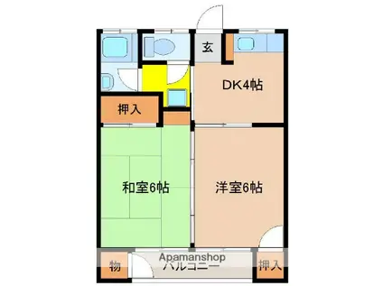 クインテットⅠ(2K/3階)の間取り写真