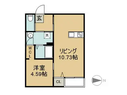 NANA B棟(1LDK/1階)の間取り写真