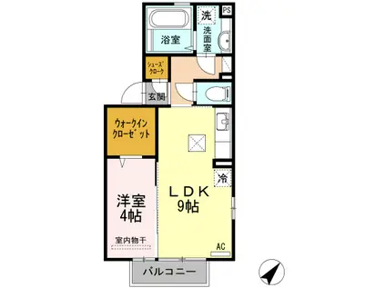 ガーデンフラッツ丸山(1LDK/1階)の間取り写真