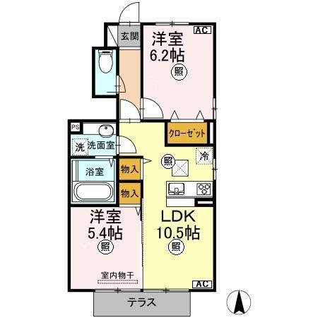 ラ・ルーチェ(2LDK/1階)の間取り写真