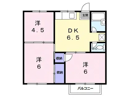 ROOM.三々五々 A(3DK/2階)の間取り写真