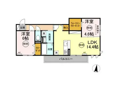 DーRESENA 江平中町(2LDK/3階)の間取り写真