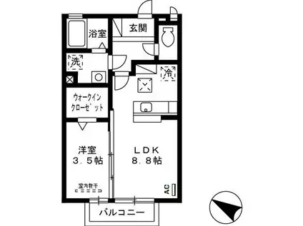 シナモンリッジ南(1LDK/1階)の間取り写真