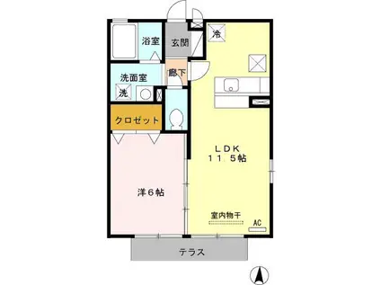 ルミエール(1LDK/1階)の間取り写真