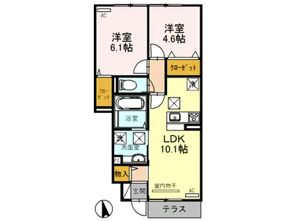 ROOM M(2LDK/1階)の間取り写真