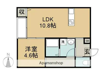 CUORE A棟(1LDK/2階)の間取り写真