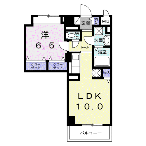 サンライズ 江平中町(1LDK/8階)の間取り写真