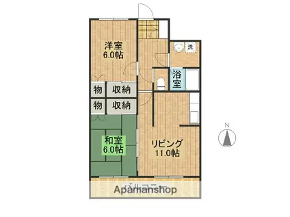 グランブルー本郷(2LDK/1階)の間取り写真