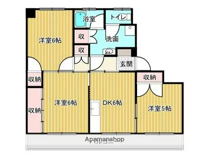 バンベール神宮(3DK/5階)の間取り写真